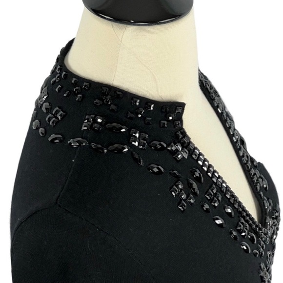 INC Silk/Angora Blend V-Neck Black Tunic with Black Gem Embellishments. Size S - Picture 4 of 13